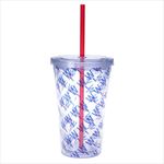 Clear Tumbler with Red Straw and Clear Insert